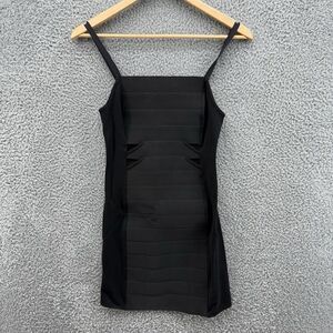 Silence + Noise Women Bodycon Dress Black Sheer Panel Cutouts Stretch‎ Size S